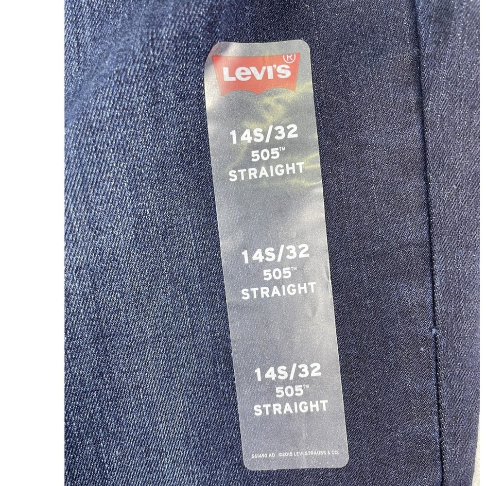 Levi's Jeans Women 14S Blue 505 Straight Mid Rise Dark Wash Stretch Denim NWT - Picture 5 of 11